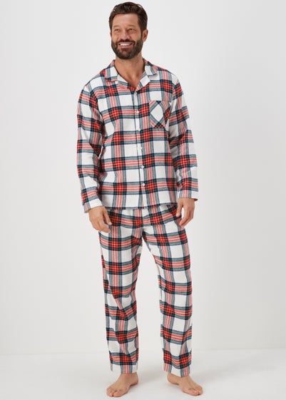Cream & Red Check Pyjama Set - Extra small