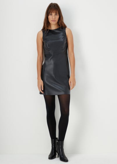 Black PU Sleeveless Dress - Size 8