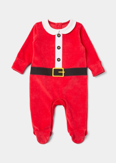 Baby Red Father Christmas Print Sleepsuit (Newborn-18mths) - Newborn