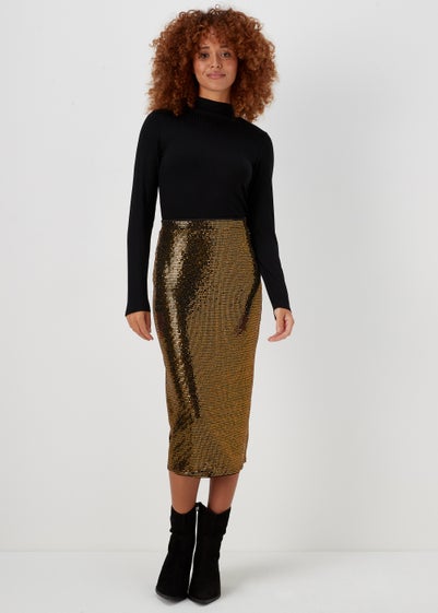 Gold Sequin Jersey Midi Skirt Reviews - Matalan
