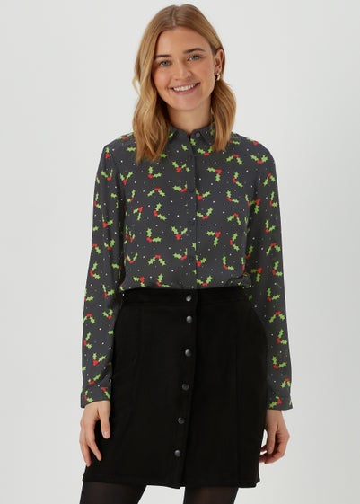 Black Christmas Holly Shirt