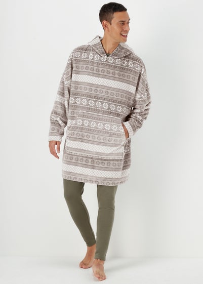 Grey Fair Isle Snuggle Hoodie