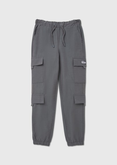 Boys Grey Parachute Trousers (4-13yrs)