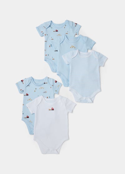 Baby Blue Farm Print Bodysuits (Newborn-23mths) - Newborn