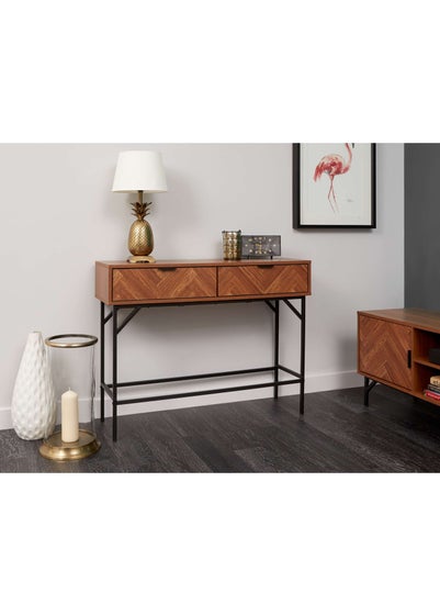 Lloyd Pascal Caprio 2 Drawer Console Table with Metal Legs (75cm x 100cm x 30cm)
