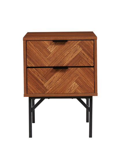 Lloyd Pascal Caprio 2 Drawer Bedside Table with Metal Legs (55cm x 44cm x 40cm) - One Size