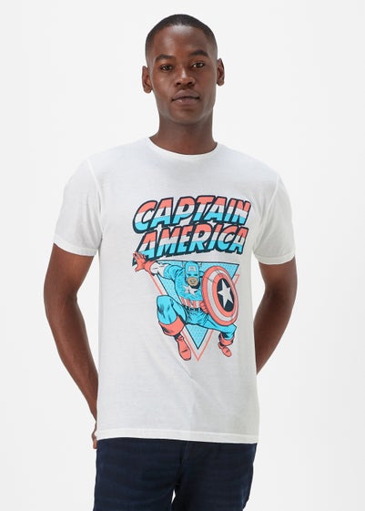 White Captain America Print T-Shirt - Small