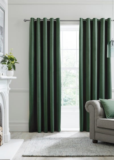 Laurence Llewelyn-Bowen Montrose Velvet Blackout Green Eyelet Curtains