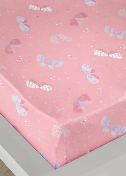Bedlam Flutterby Butterfly Pink Fitted Bed Sheet (28cm deep) - Single