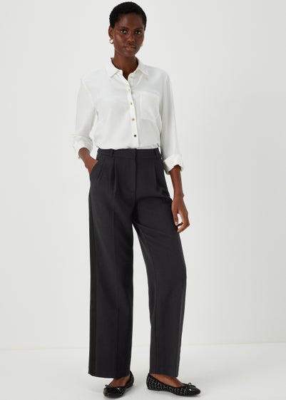 Et Vous Black Satin Side Stripe Trousers