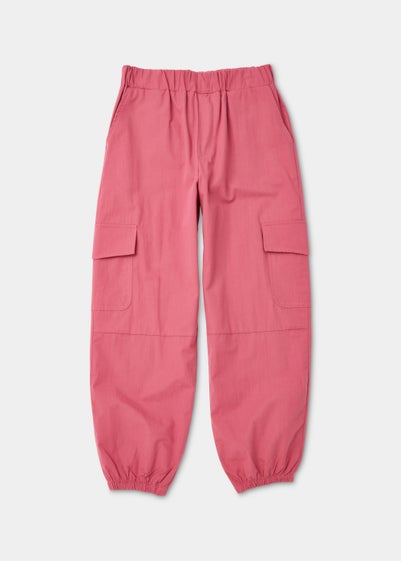 Girls Burgundy Parachute Trousers (4-15yrs)