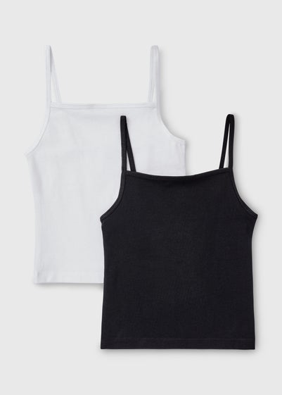 Girls 2 Pack Black & White Cami Tops (7-15yrs)