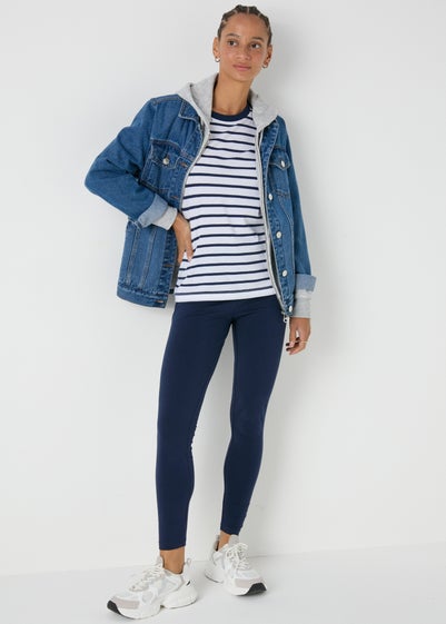 Navy Full Length Cotton Leggings