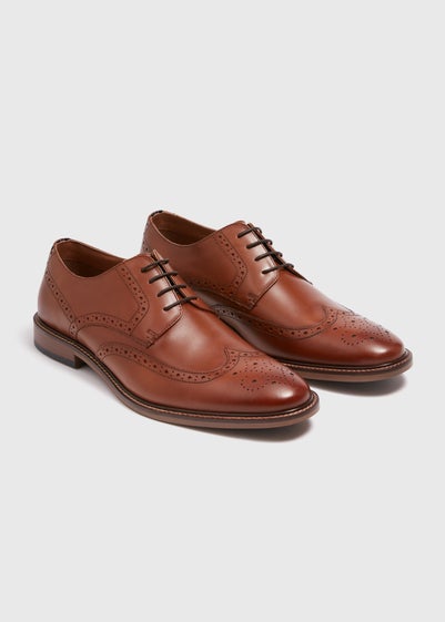 Tan Leather Brogue Shoes - Size 6