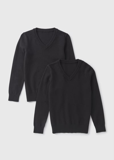 2 Pack Boys Black School Knit Jumpers (3-13yrs)