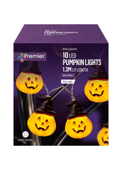 Premier Decorations Battery Operated 10 LED Pumpkin Lights (130cm)