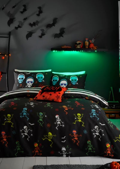 Bedlam Halloween Dancing Skeletons Duvet Cover Set