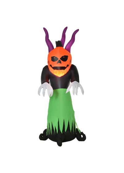 HOMCOM LED Inflatable Evil Fire Flame Pumpkin Ghost (240cm x 120cm x 90cm)