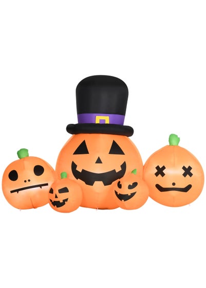 HOMCOM LED Inflatable Large Pumpkin in Hat with Four Small Pumpkins (185cm x 105cm x 120cm)