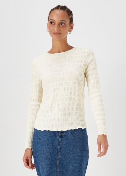 Ivory Long Sleeve Textured Top