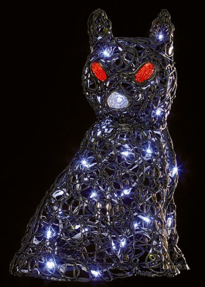 Premier Decorations Soft Acrylic Black Cat with Cool White LEDs (45cm)