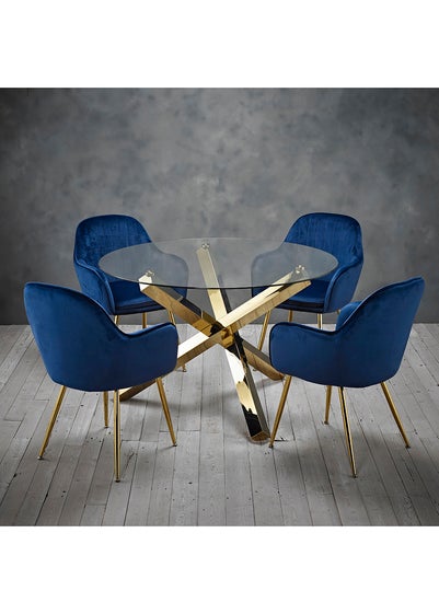 LPD Furniture Capri Dining Table Glass Top With Gold Legs (758x1200x1200mm)