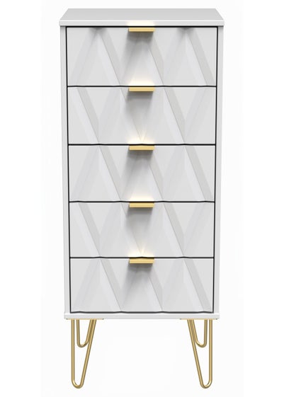Swift Prism 5 Drawer Bedside Cabinet (107.5cm x 41.5cm x 39.5cm) - One Size
