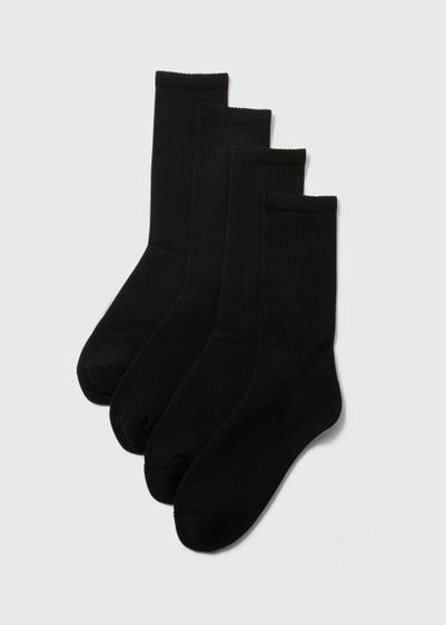 4 Pack Black Sports Socks - Sizes 6 - 8.5