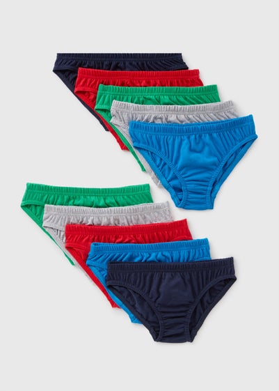 Boys 10 Pack Multicoloured Briefs (2-13yrs)