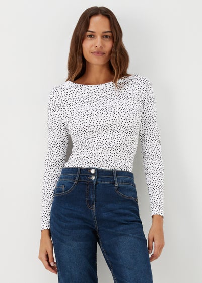 White Spot Print Long Sleeve T-Shirt