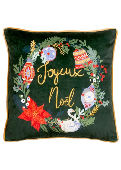 furn. Deck The Halls Embroidered Filled Cushion (43cm x 43cm x 8cm)