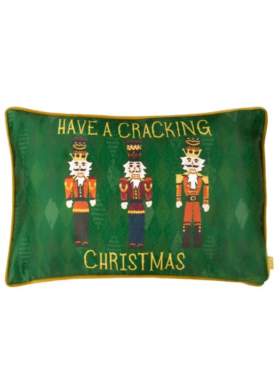 furn. Nutcracker Cracking Christmas Filled Cushion (30cm x 50cm x 8cm)