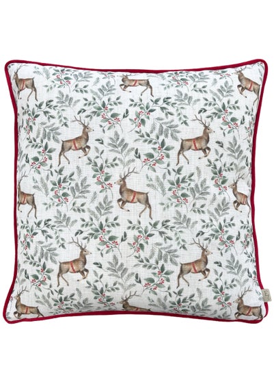 Evans Lichfield Festive Reindeer Repeat Filled Cushion (43cm x 43cm x 8cm)