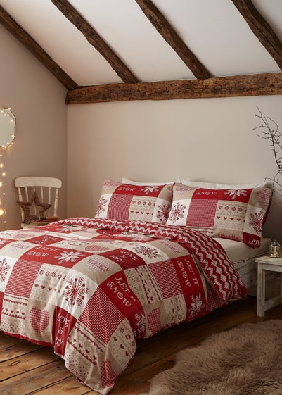 Catherine Lansfield Christmas Let It Snow Reversible Duvet Cover Set