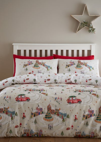 Catherine Lansfield Christmas Town Reversible Duvet Cover Set