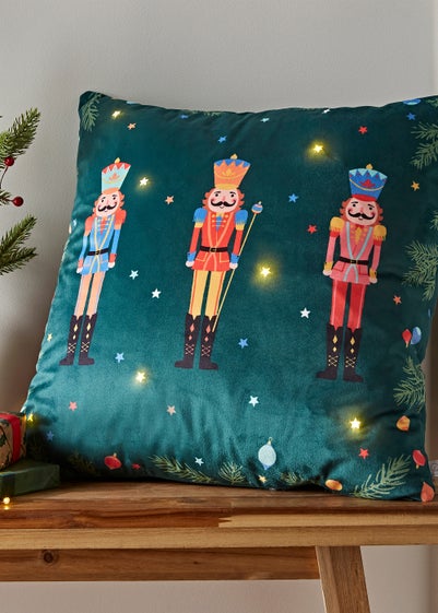 Catherine Lansfield Christmas Nutcracker Soft Touch Light Up Cushion (45x45cm)