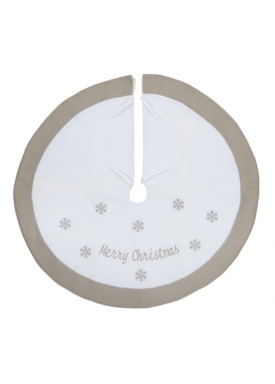 Premier Decorations White and Grey Merry Christmas Tree Skirt 90cm