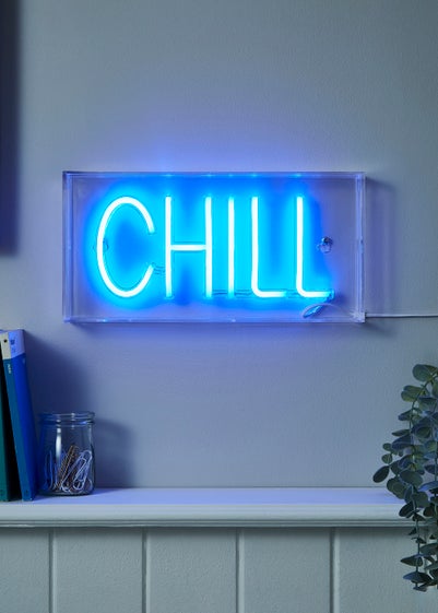 Glow Chill Blue Neon Acrylic Light Box (15cm x 30cm)