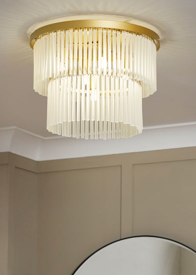 BHS Aubrey Frosted Flush Ceiling 5 Light Brass (26cm x 36cm)