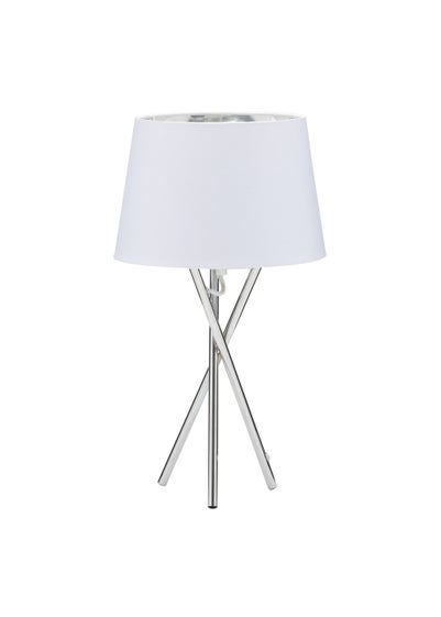 BHS Drey Tripod Table Lamp Chrome (43cm x 24cm)