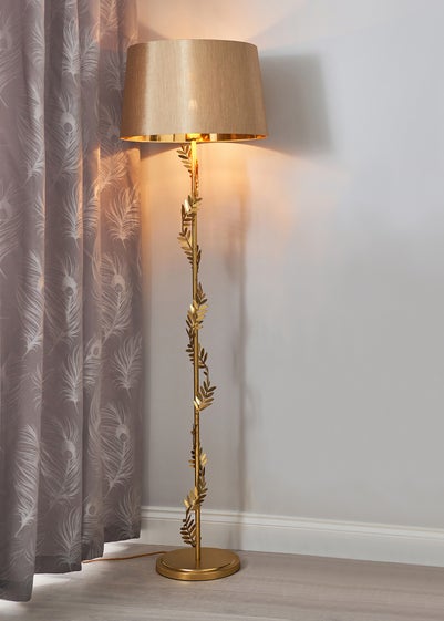 BHS Brookby Palm Floor Lamp Brass (162cm x 46cm)