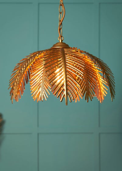 BHS Brookby Palm Ceiling Light Brass (Adjustable 34-129cm x 40cm)