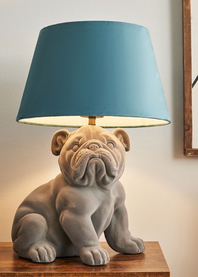 BHS Boris Bulldog Table Lamp Grey & Blue (43cm x 32cm)