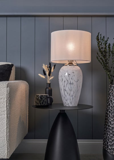 BHS Flakestone Glass Table Lamp Nickel (53cm x 30cm)