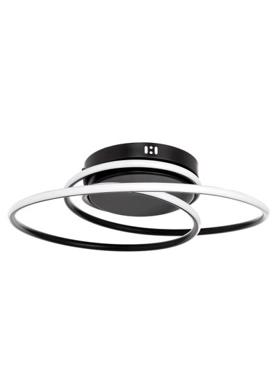 BHS Pei Rings LED Flush Ceiling Light Satin Black (13cm x 48cm)