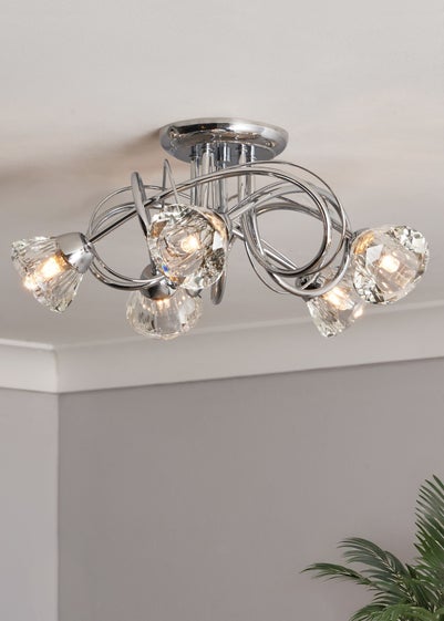 BHS Marianne Flush Ceiling 5 Light Chrome (20cm x 40cm)