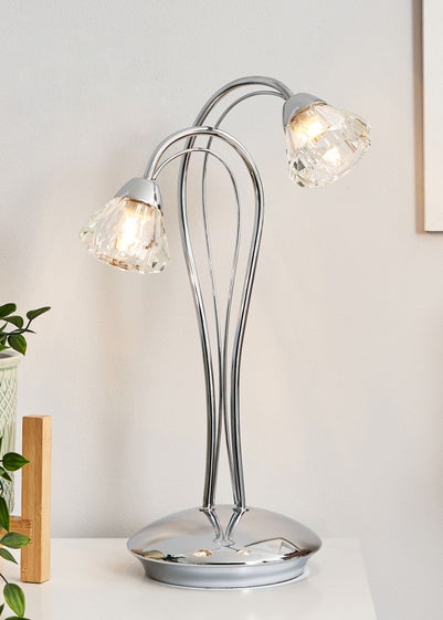 BHS Marianne Table Lamp 2 Light Chrome (38cm x 21cm)