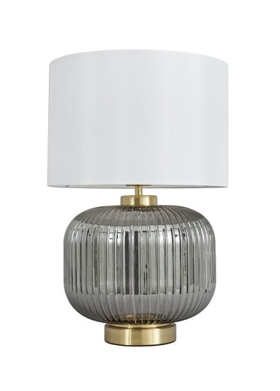 BHS Lyna Smoked Glass/Brass Table Lamp (40cm x 30cm) - One Size