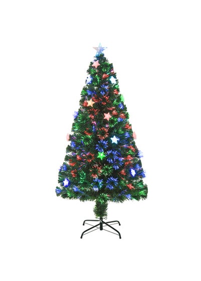 HOMCOM Green Fibre Optic Artificial Christmas Tree W/ Stars