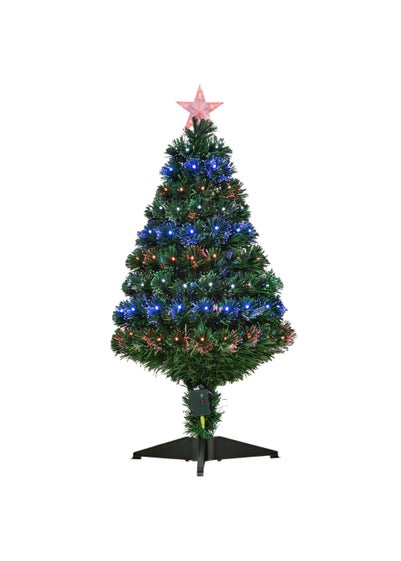 HOMCOM 3ft 90cm Fibre Optic Artificial Christmas Tree